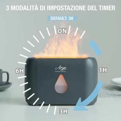 Arya HD Cosmo - Diffusore ad ultrasuoni di oli essenziali con effetto luminoso a fiamma