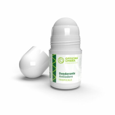 Deodorante naturale realizzato con succo di aloe biologico, estratti vegetali di salvia,lichene, limone, mirra, mango, papaia, ananas, amido di riso.