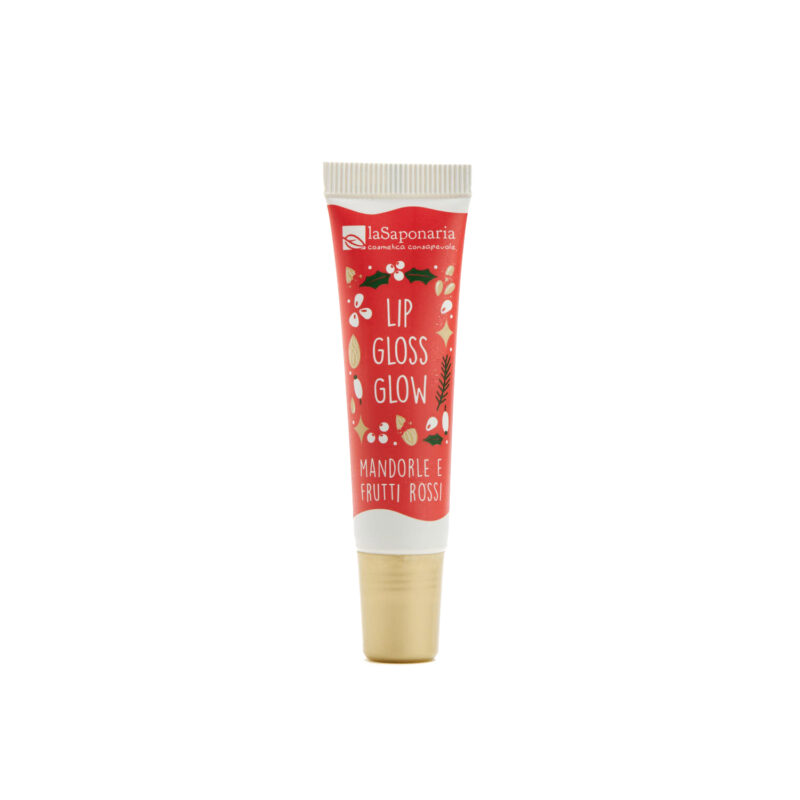 Lip gloss Glow - Mandorle & Frutti Rossi Un lip gloss scintillante che dona alle labbra un tocco di rosso festa! - La Saponaria